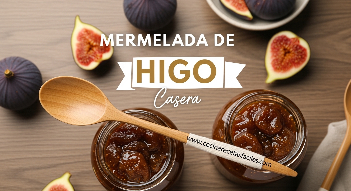Frascos de vidrio con mermelada de higo casera dorada sobre mesa de madera rústica con higos frescosv