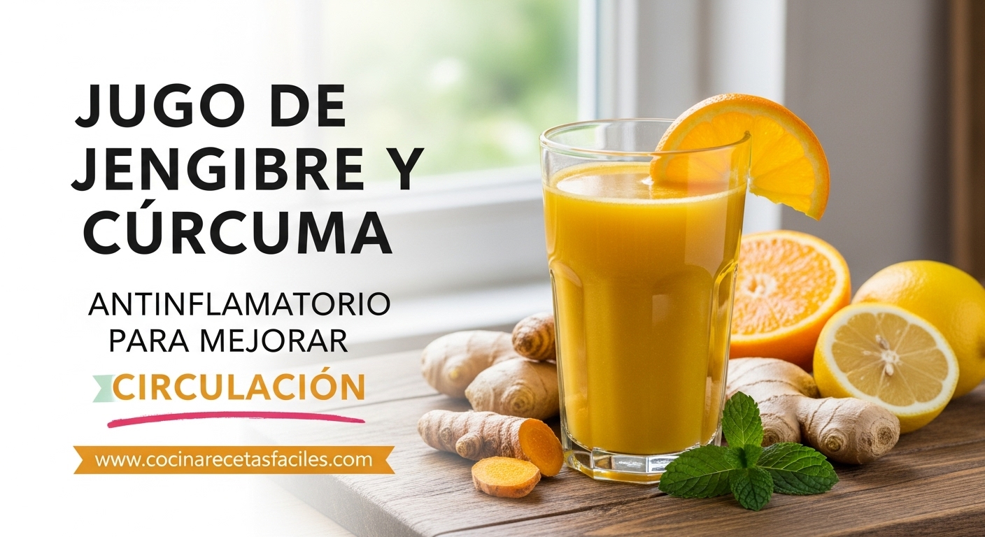 "Jugo de jengibre y cúrcuma en vaso de vidrio sobre mesa rústica, bebida antiinflamatoria natural."
