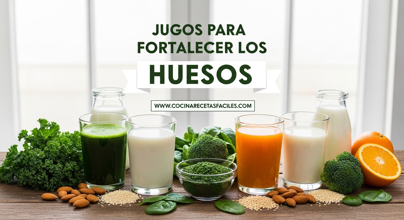 Jugos para fortalecer huesos con calcio, vegetales verdes y almendras